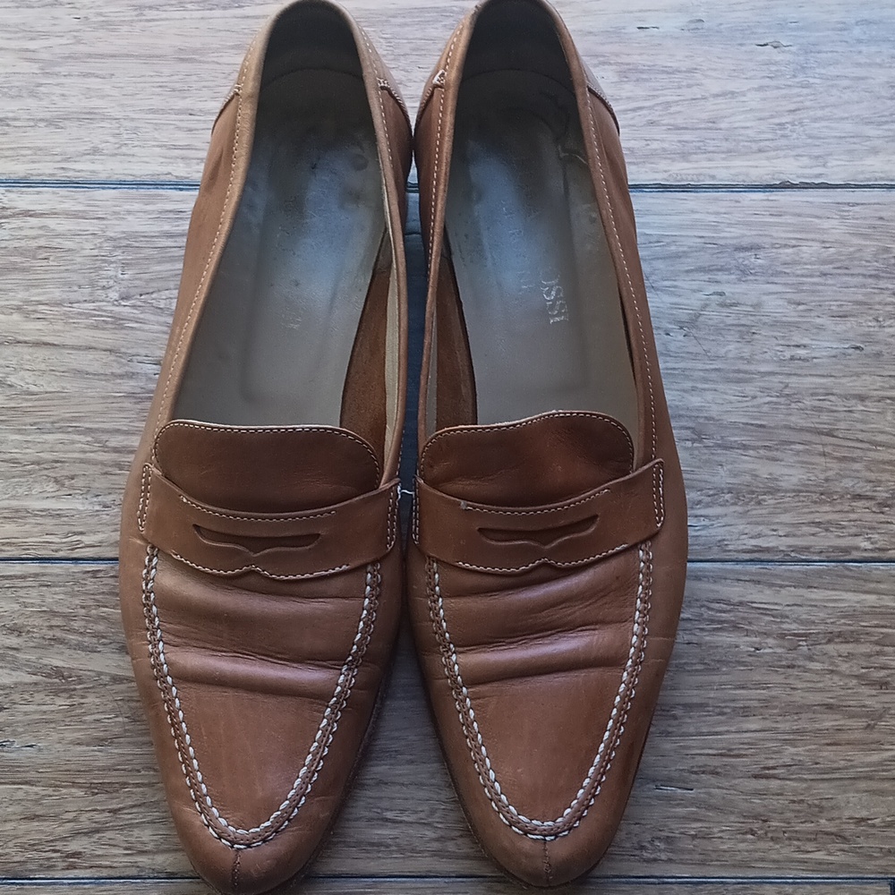 Luca Grossi Tan Leather Penny Loafers